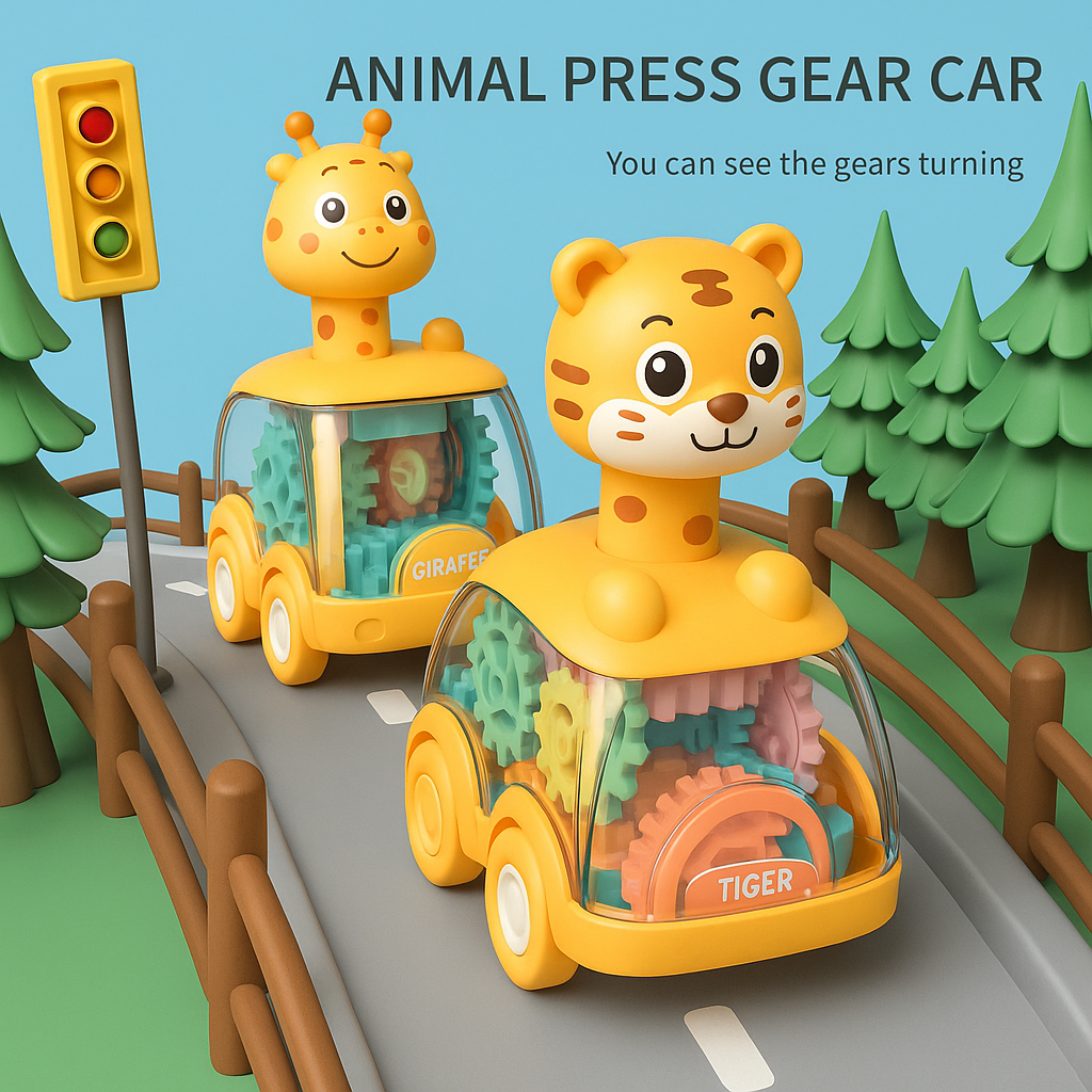 Animal Action Car Press, Go & Play!