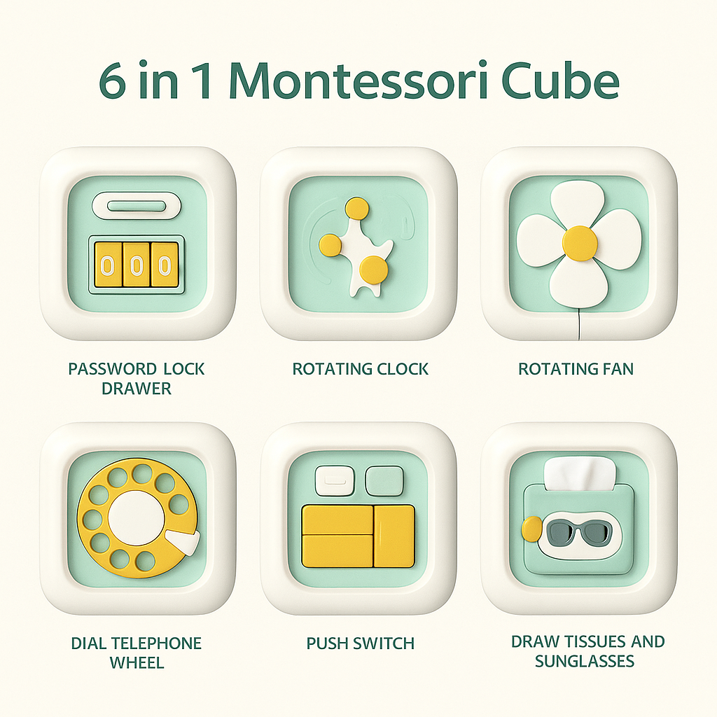 Montessori 6-in-1 Cube – Practice, Play & Learn!